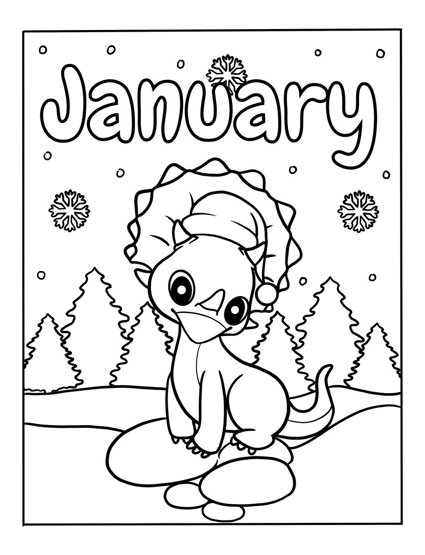 Coloring Pages January Printable And Free Dinosaur Pictures To Color