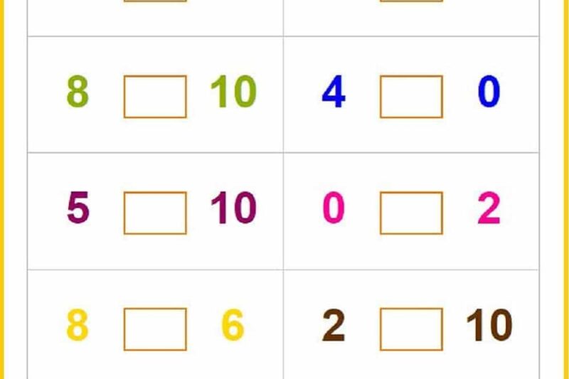 Kindergarten Math Comparing Numbers Worksheets