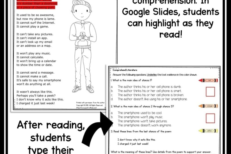 Literature Reading Comprehension Worksheets