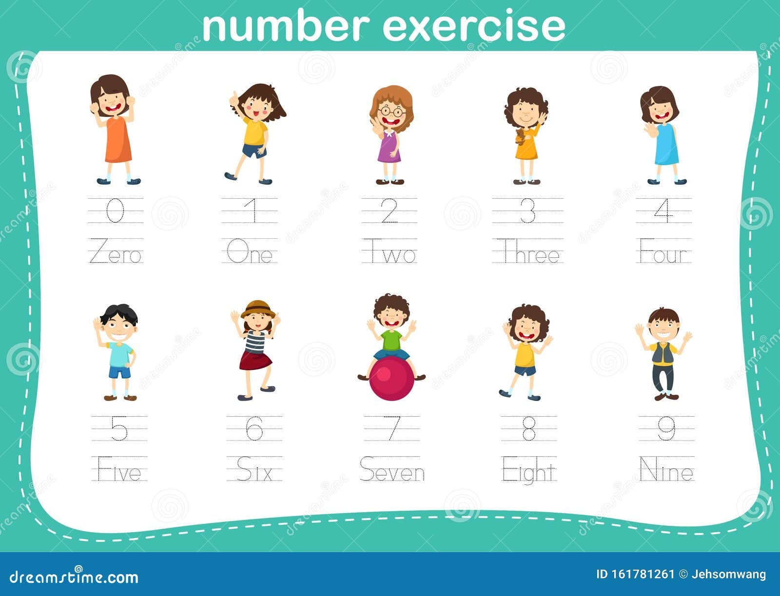 Connecting Dot And Printable Numbers Exercise For Preschool And Kindergarten Kids Stock Vector Illustration Of Exercises Girl 161781261