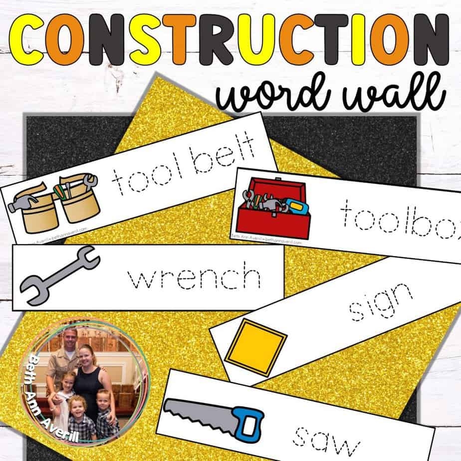 Construction Themed Word Wall For Preschoolers Beth Ann Averill