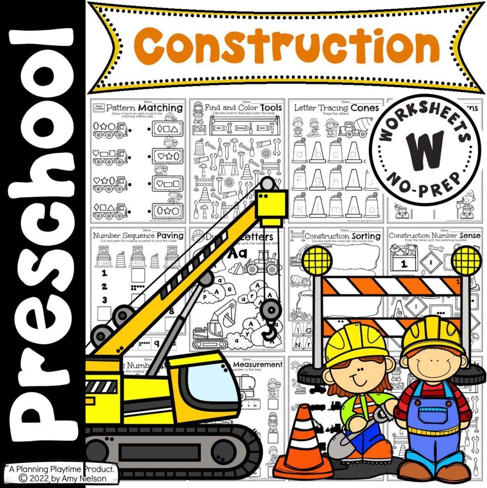 Construction Worksheets Preschool Planning Playtime
