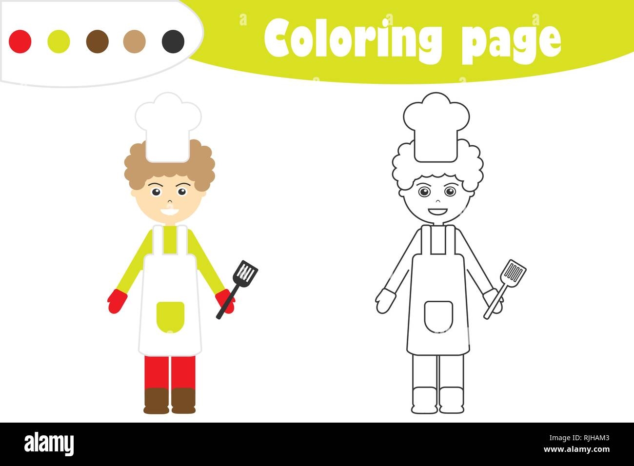 Cook In Cartoon Style Coloring Page Education Paper Game For The Development Of Children Kids Preschool Activity Printable Worksheet Vector Stock Vector Image U0026 Art Alamy