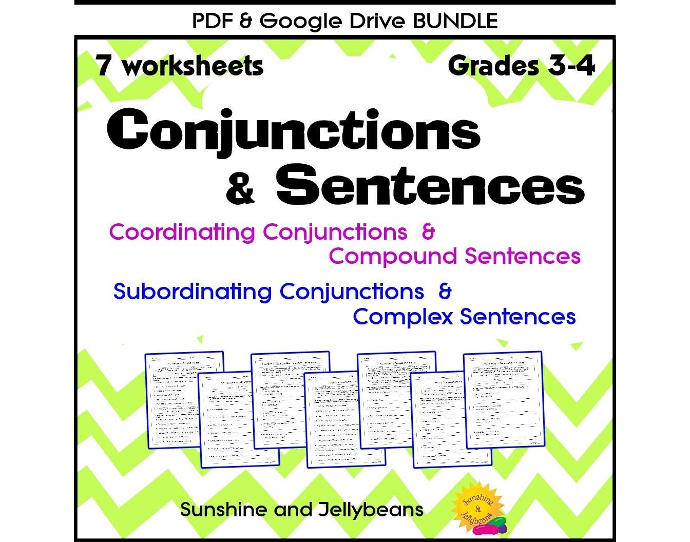 Coordinating And Subordinating Conjunctions FANBOYS 7 Worksheets Grades 3 4 Pdf google Drive BUNDLE Etsy