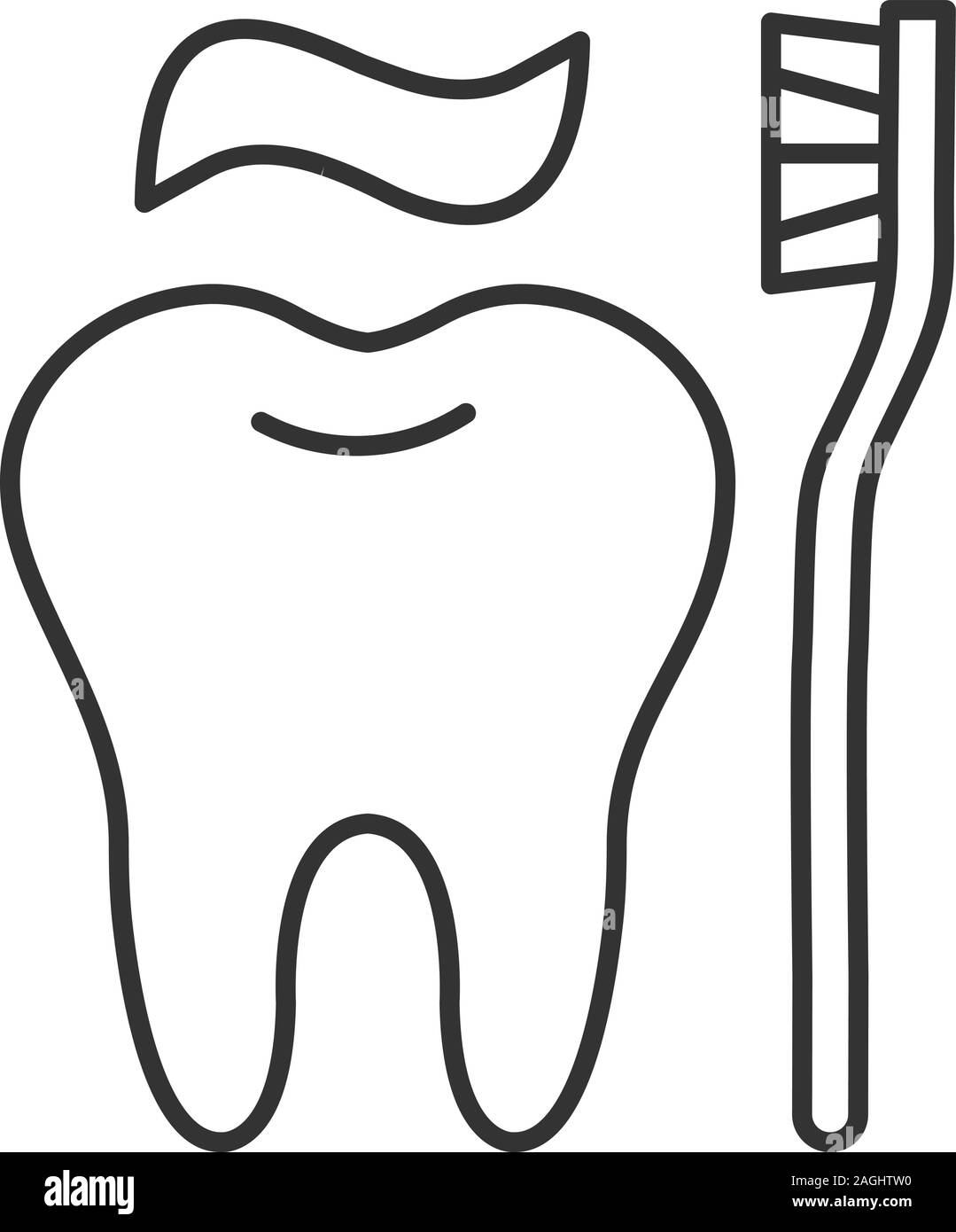 Correct Teeth Brushing Linear Icon Thin Line Illustration Tooth 