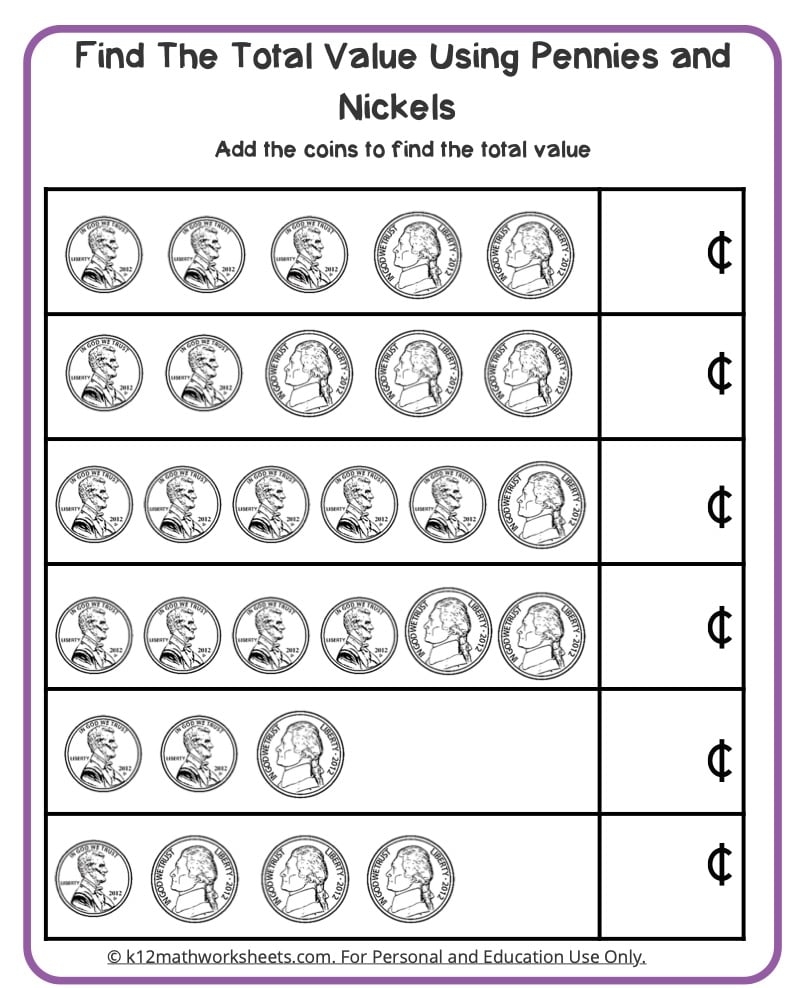 Printable Money Math Worksheets