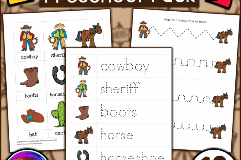 Preschool Cowboy Theme Printables