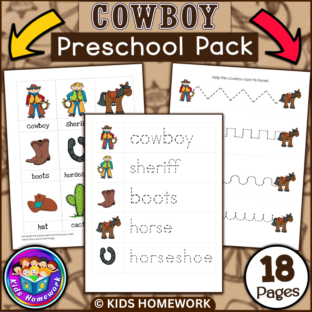 Cowboy Preschool Pack Cowboy Theme Literacy Worksheets For Preschool Teaching Resources