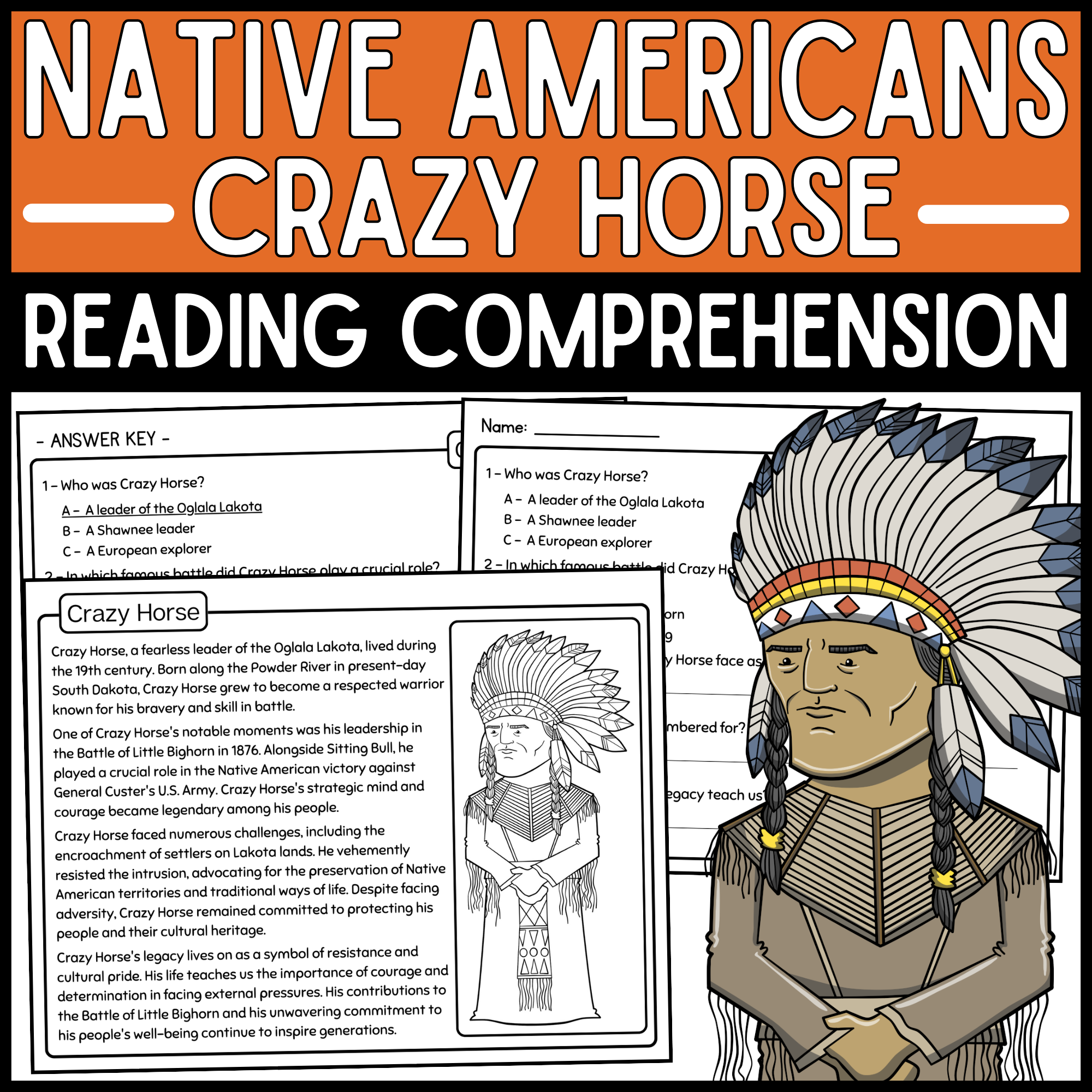 Crazy Horse Reading Comprehension Passage Native American 