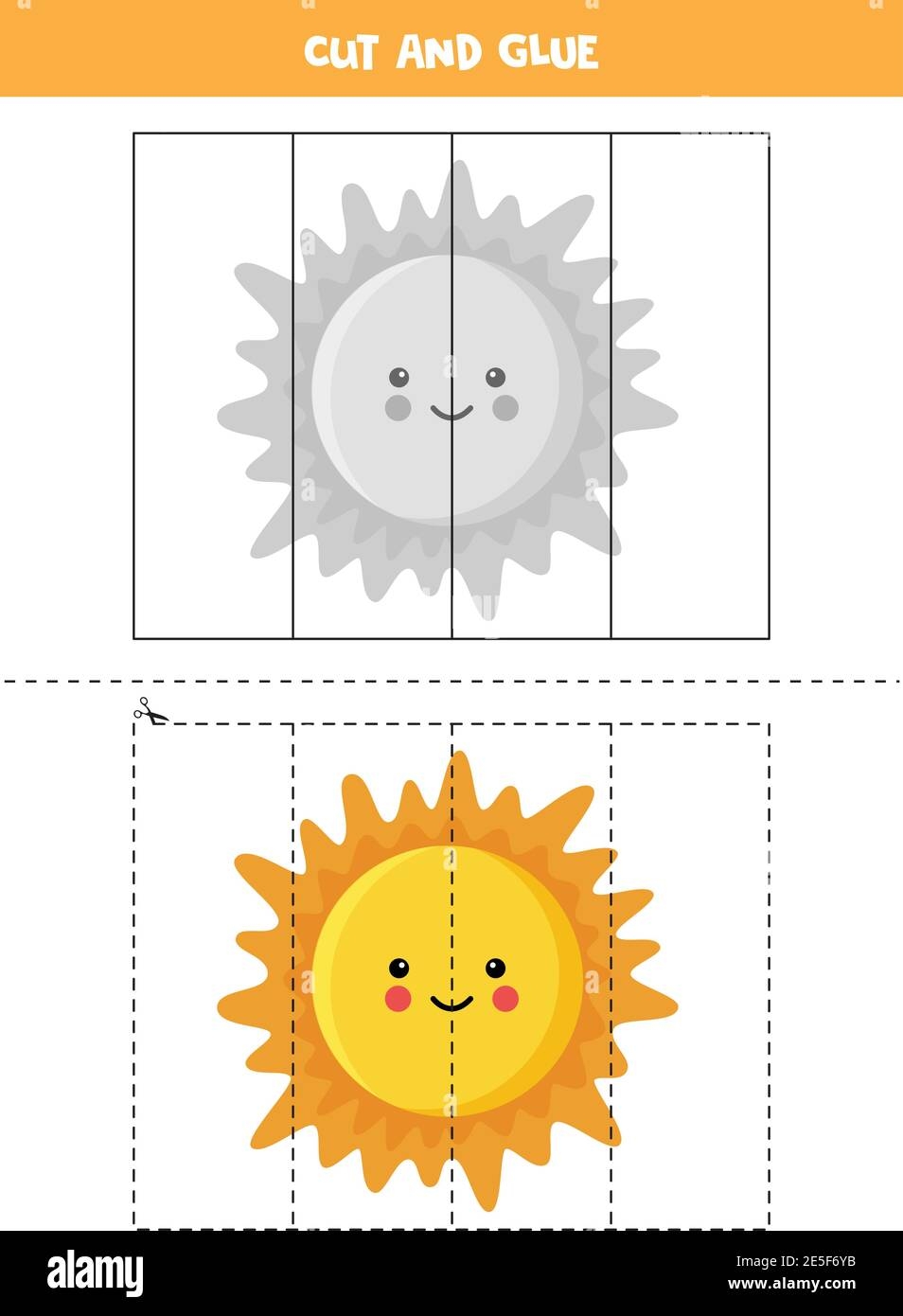 Cut And Glue Game For Kids Cartoon Sun Cutting Practice For Preschoolers Educational Worksheet For Kids Stock Vector Image U0026 Art Alamy