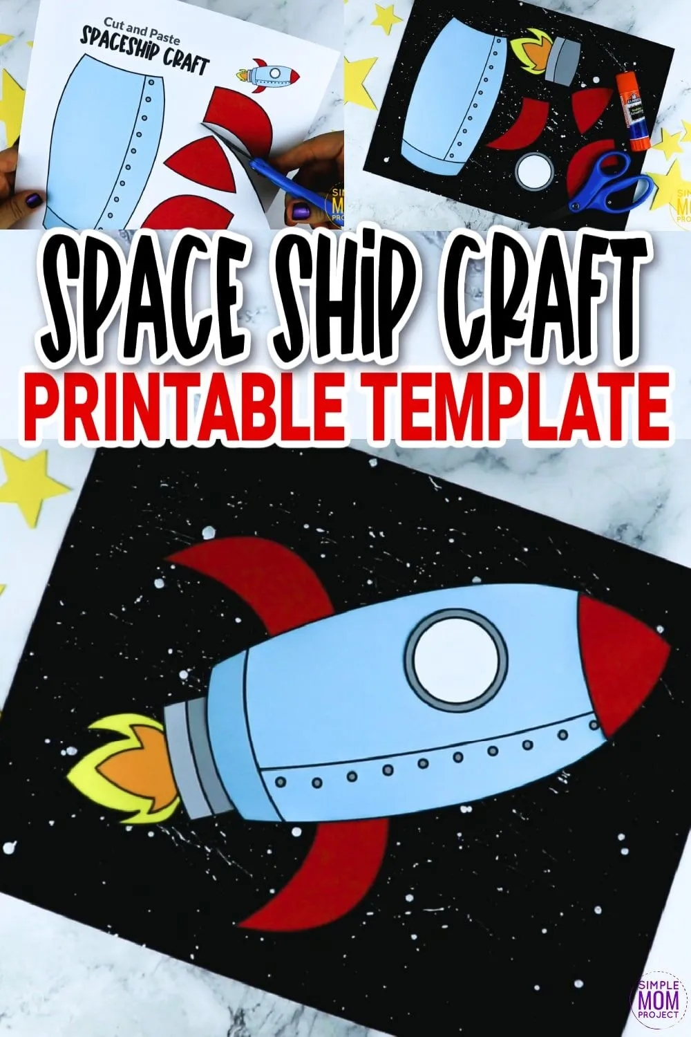 Cut And Paste Rocket Ship Craft With Spaceship Template Simple Mom Project