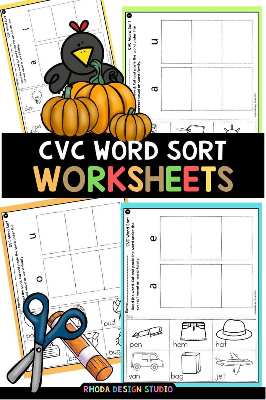 CVC Word Sort Worksheets Easy Early Literacy Practice