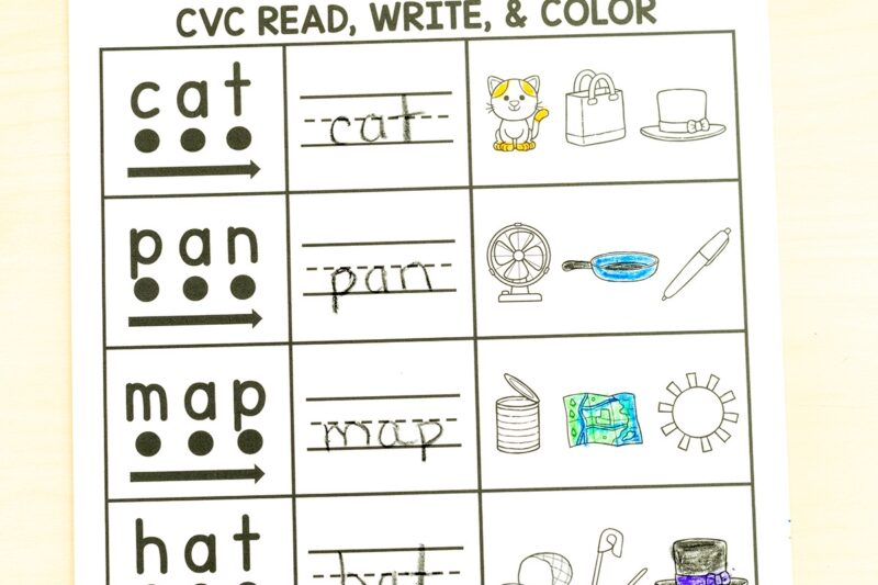 Kindergarten Cvc Words Worksheet