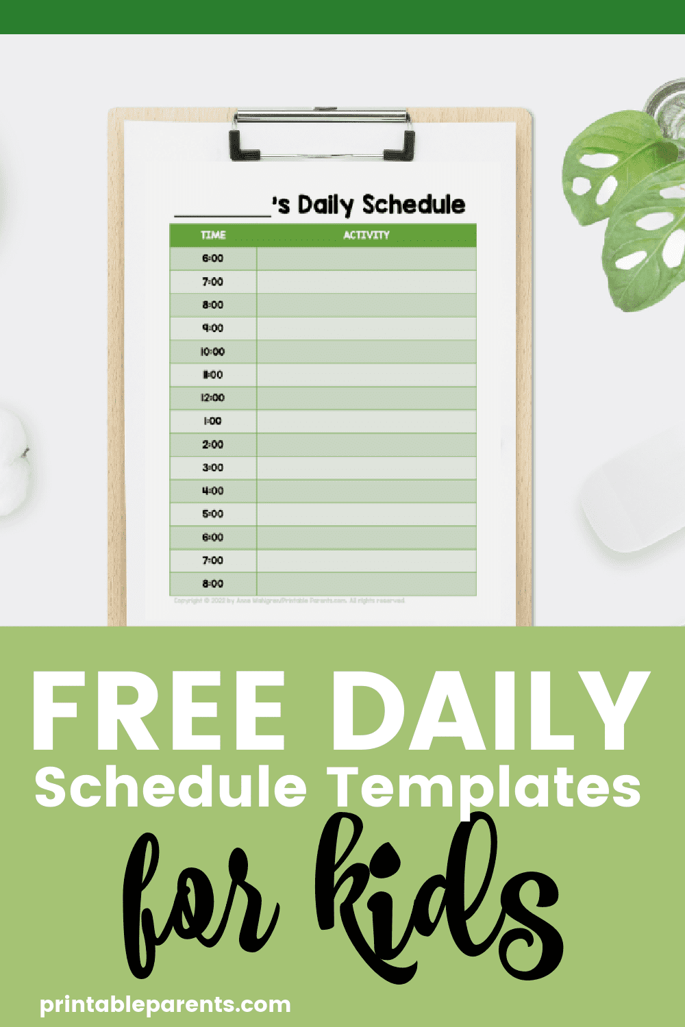 Printable Daily Schedule Template For Preschool