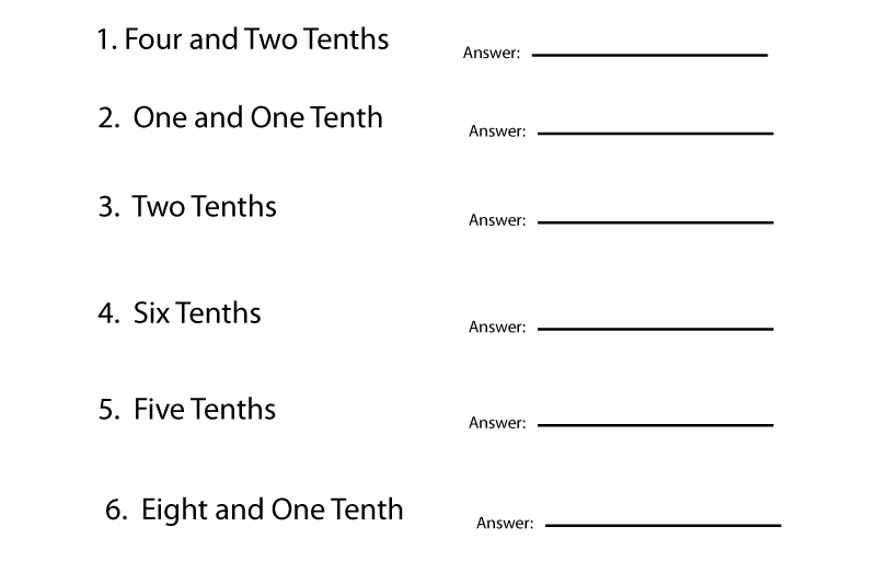 Math Decimal Worksheets Free Printable