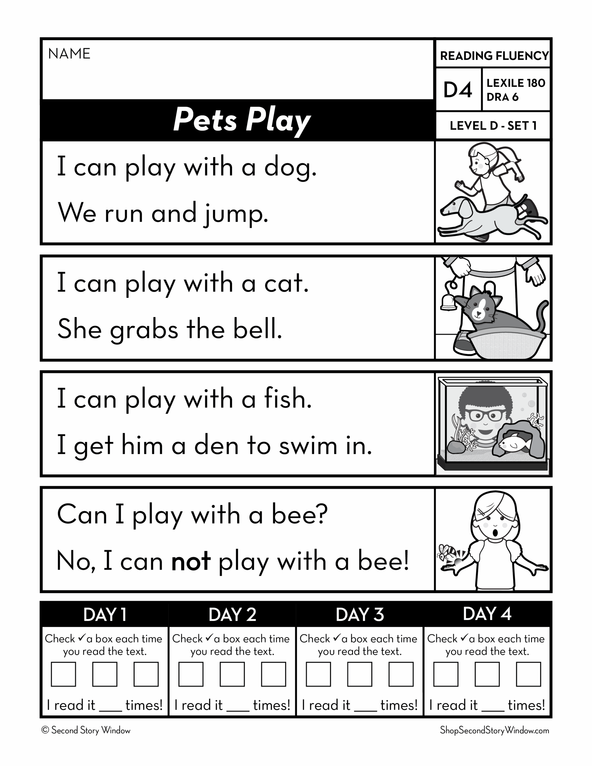 Decodable Passages Reading Fluency And Sight Word Practice Level D Set 1 Second Story Window