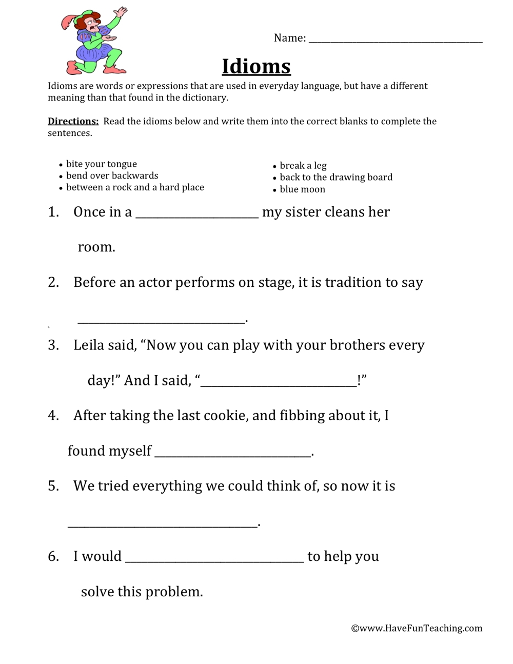 Defining Idioms Worksheet Have Fun Teaching