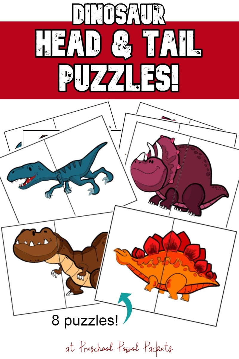 Dinosaur Head Tail Puzzles Free Preschool Activity