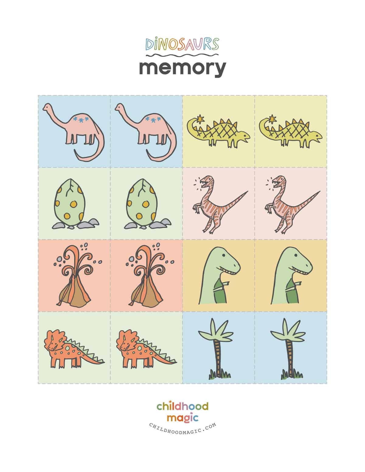 Dinosaur Memory Game Childhood Magic