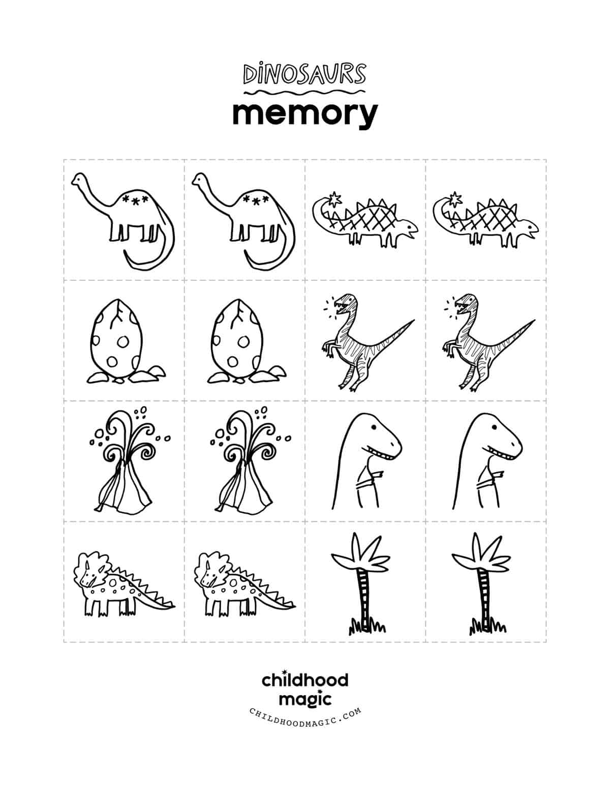 Dinosaur Memory Game Childhood Magic
