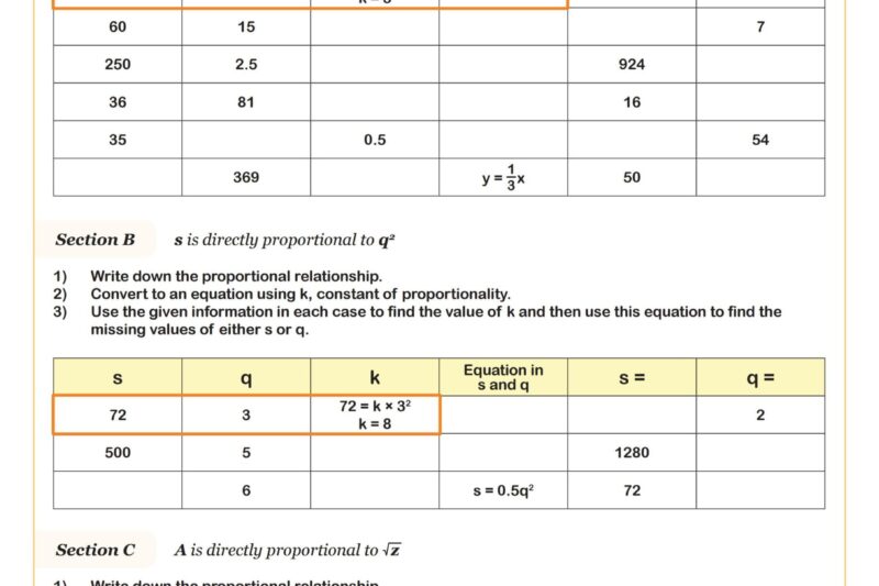 Free Printable Worksheets Direct Variation Pdf