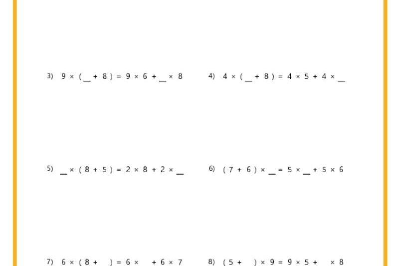 Free Printable Worksheets Using Distributive Property