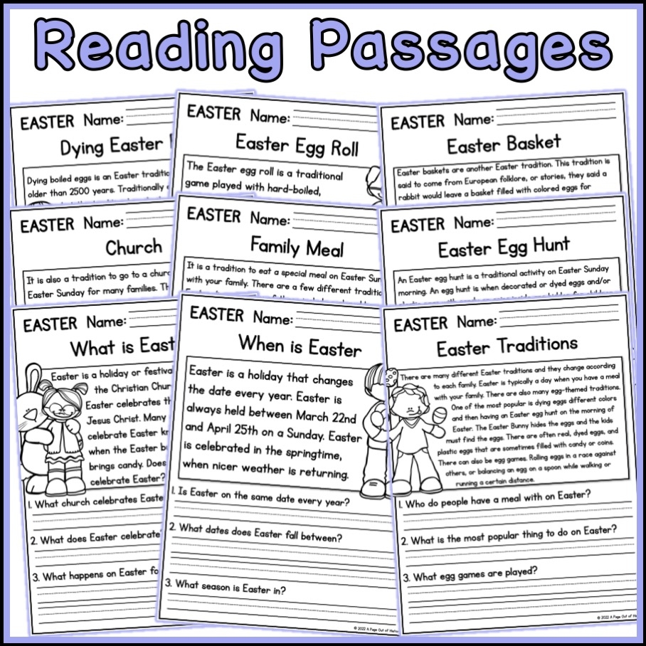 Easter Holidays Reading Comprehension Passages K 2 Easter Holidays Reading Comprehension Passages K 2