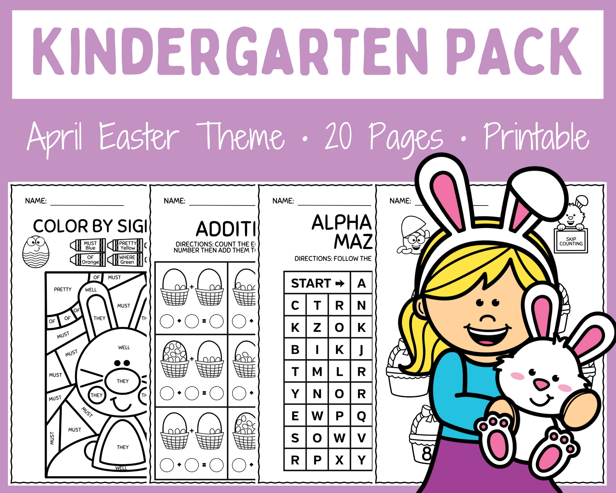 Easter Printables Kindergarten Math Letters Instant 