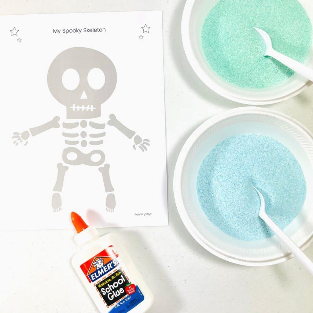 Easy Skeleton Craft Preschool Sand Art Free Printable 