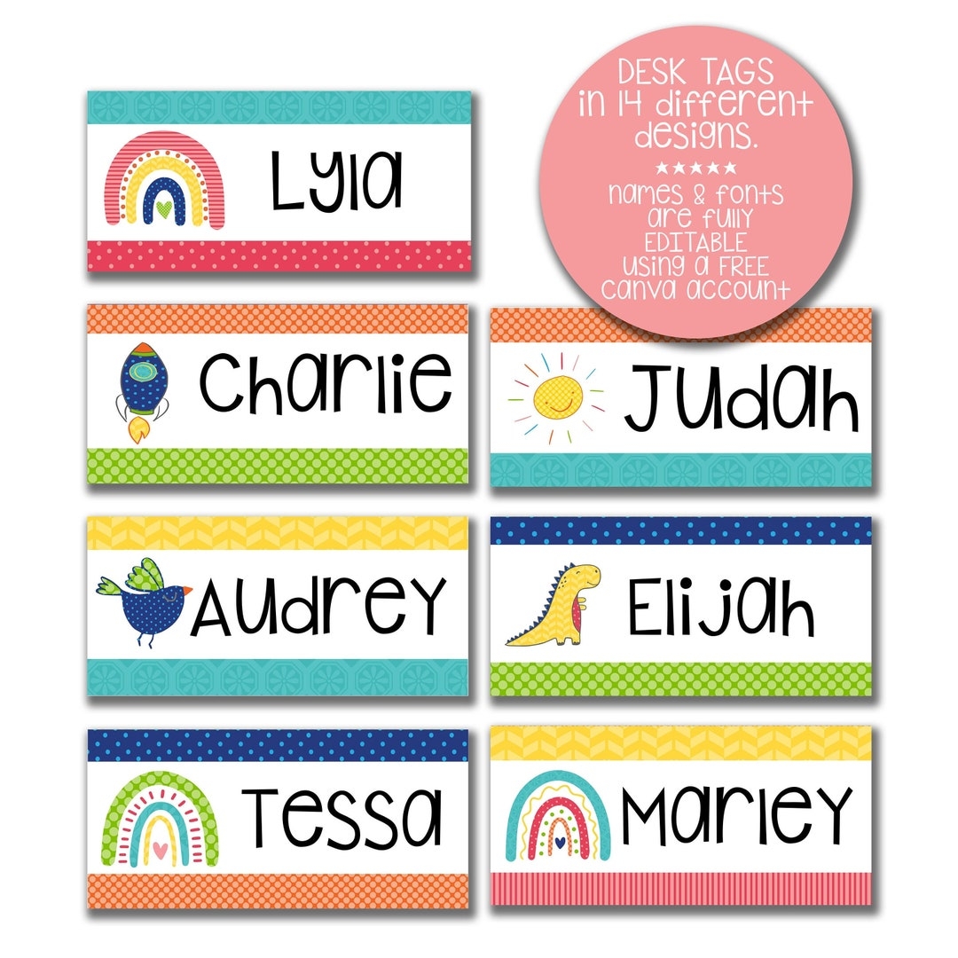 Editable Desk Name Labels Name Plates Instant Downloads Bright Worksheets Library