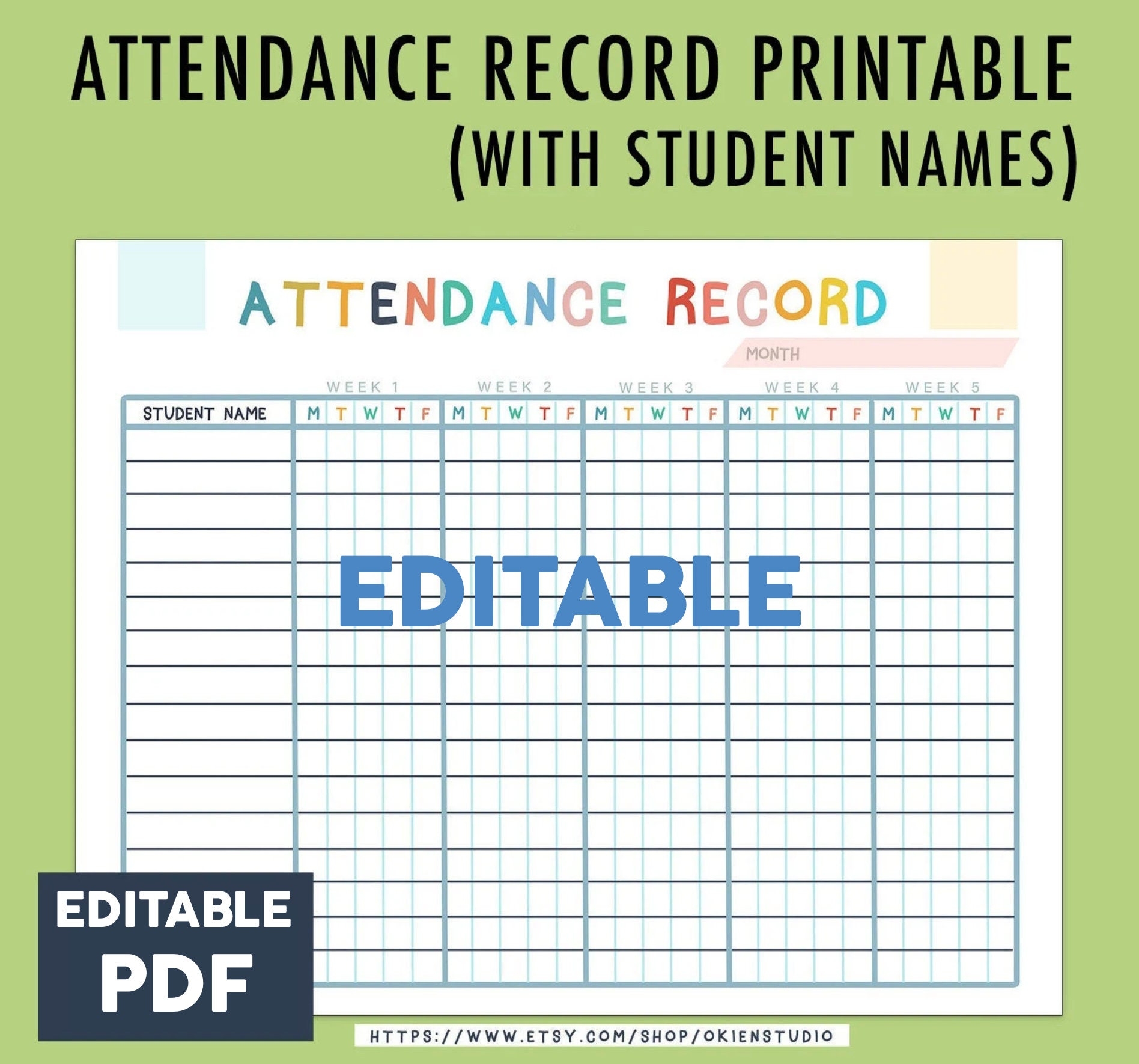 Home School Attendance Printable Preschool