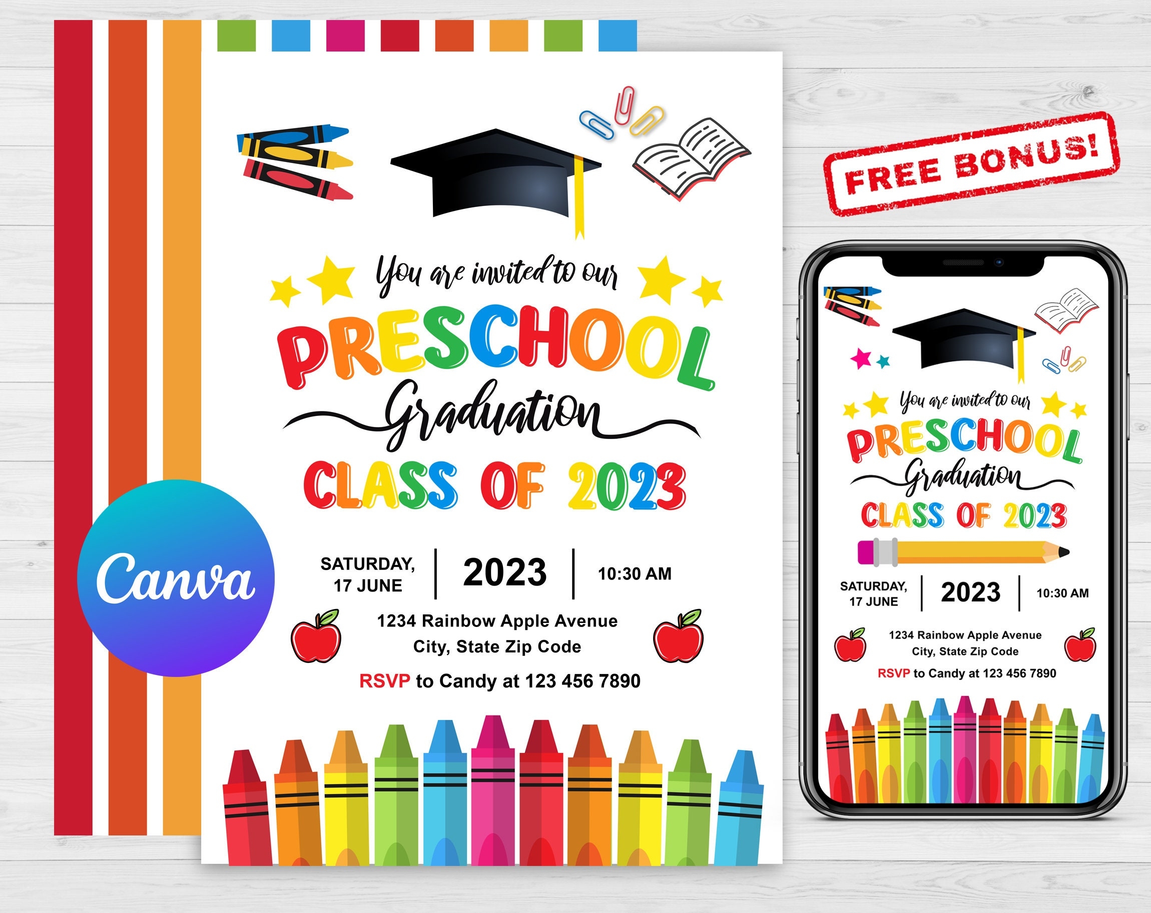 Editable Preschool Graduation Invitation Prek Announcement Party Invite Preschool Electronic Template Editable Printable Template 2023 Etsy