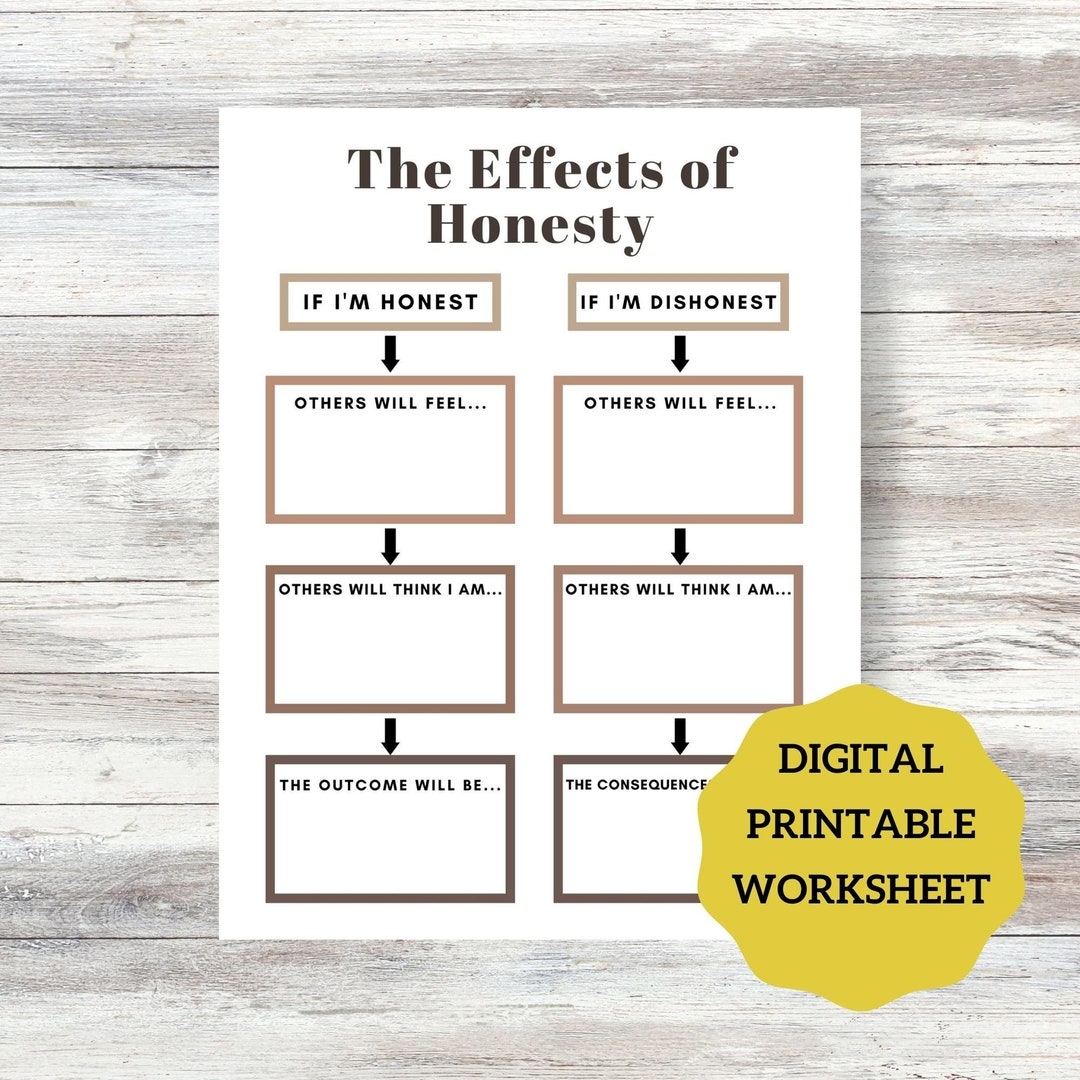 Effects Of Honesty Worksheet Social Skills Development Teaching Trustworthiness And Integrity Resources For Therapists Teachers Etsy Canada