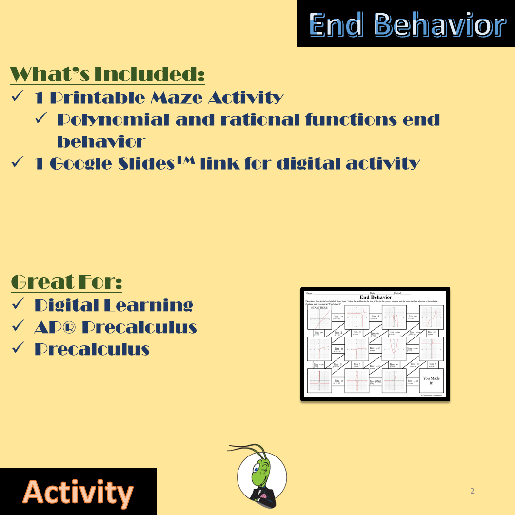 End Behavior Maze Activity Digital And Printable AP Precalculus 1 6 And 1 7 Made By Teachers