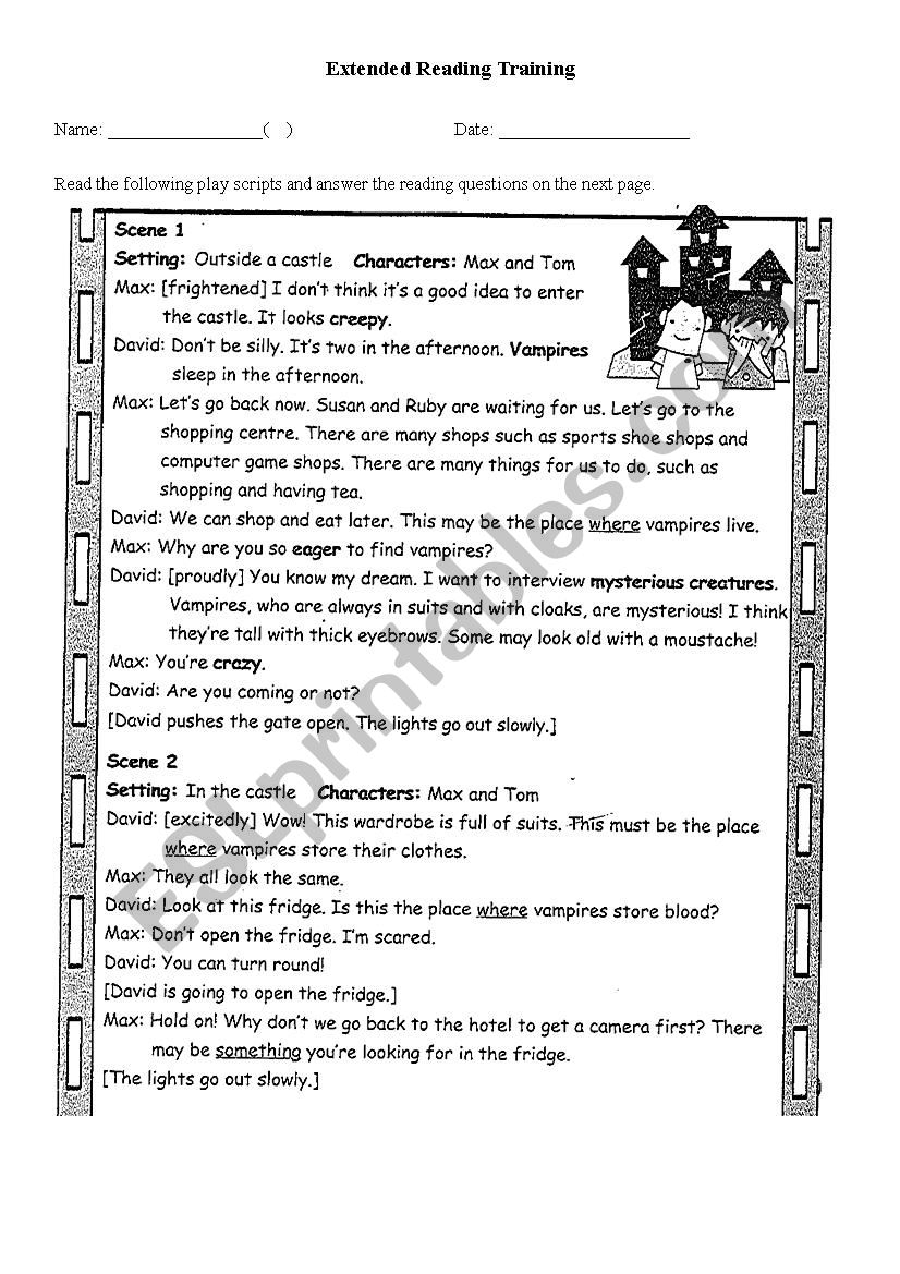 Extra Reading Comprehension Exercise Vampire ESL Worksheet By Martinlai88 Extra Reading Comprehension Exercise Vampire ESL Worksheet By Martinlai88