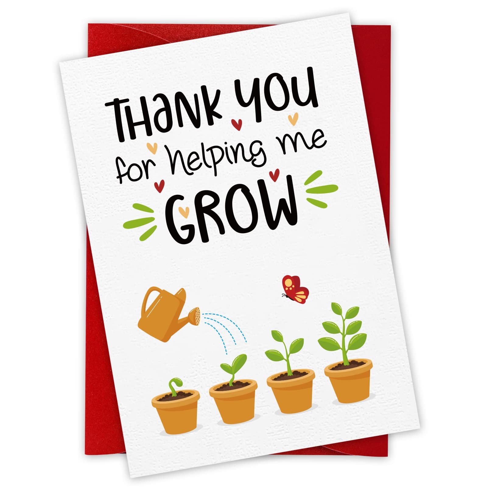 FaCraft Teacher Appreciation Cards Thank You Cards For Teacher With Envelopes 4 X 6 Thank You For Helping Me Grow For Preschool Kindergarten Gift Card From Kids Students Daycare Plant 