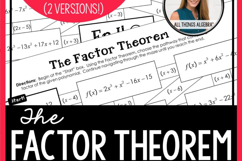 The Remainder Theorem Maze Worksheet