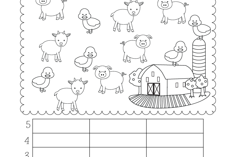 Kindergarten Farm Math Worksheets