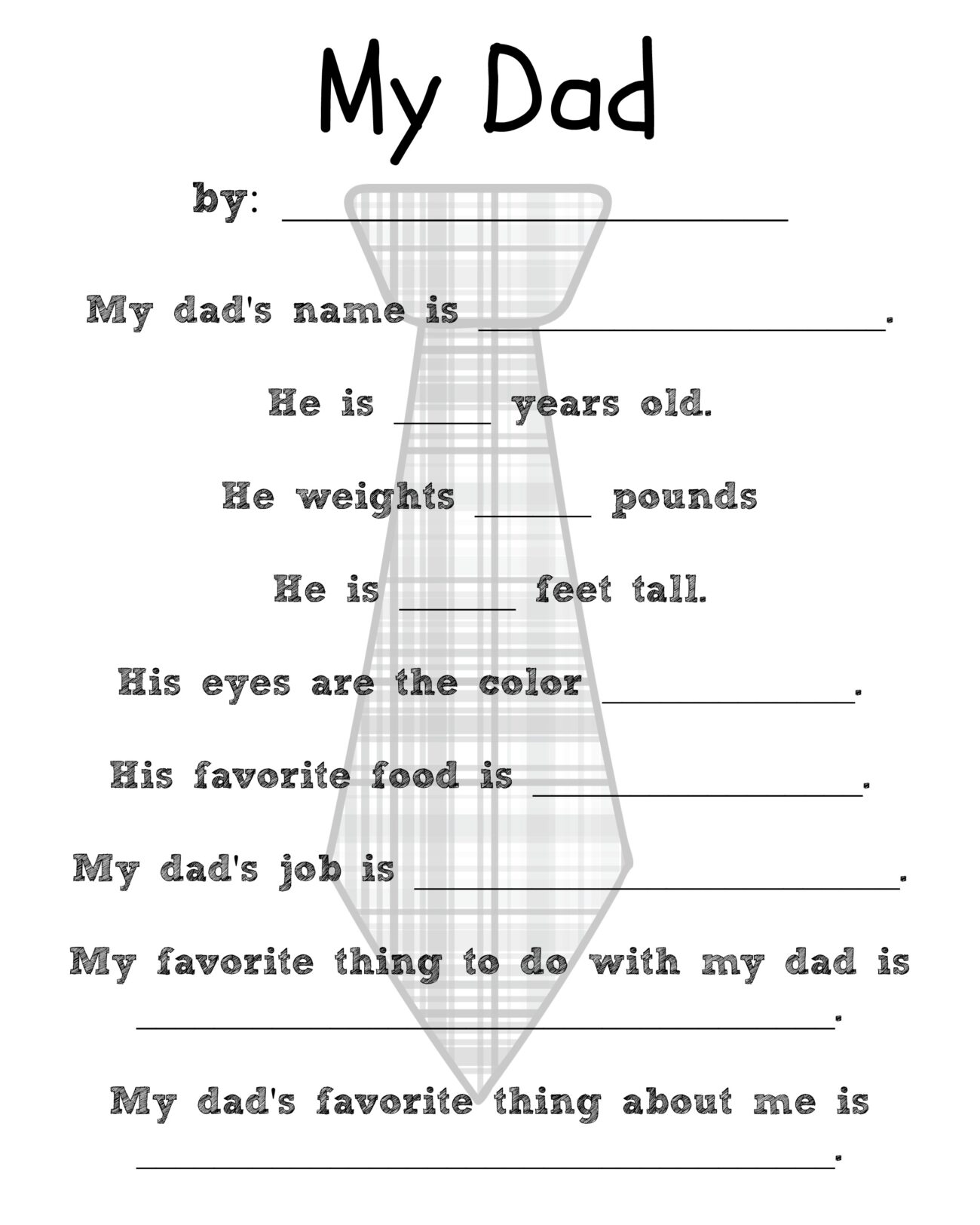 Father s Day My Dad Printable For Preschoolers Thrifty Mommas Tips