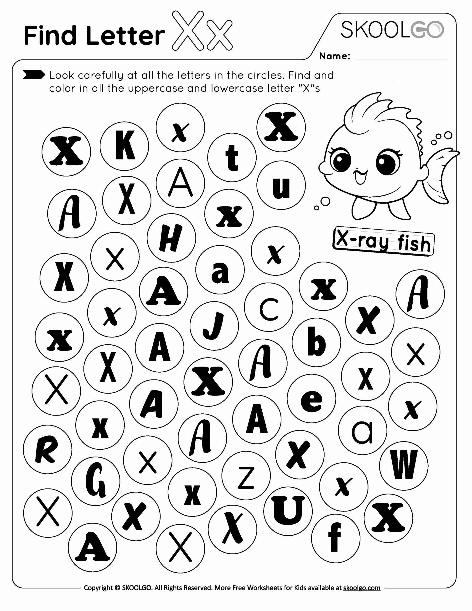 Letter X Worksheets For Kindergarten Free