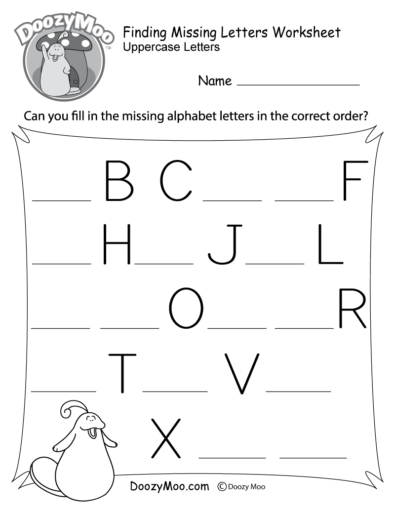 Finding Missing Letters Worksheet Free Printable Doozy Moo