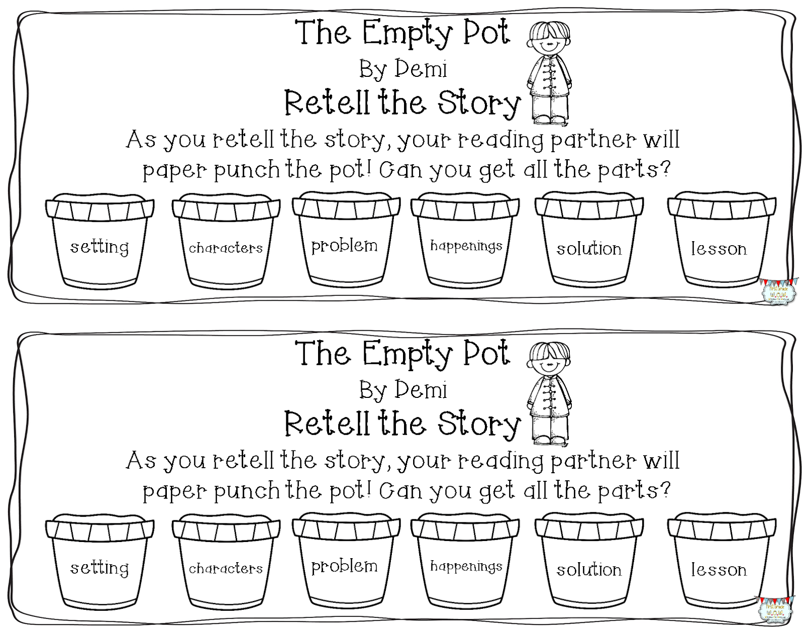 First Grade Wow Number Patterns With Tops And Bottoms Realistic Fiction Writing And The Empty Pot
