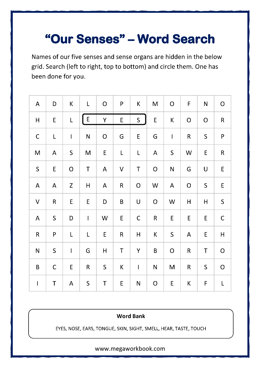 Five Senses Worksheets For Preschool And Kindergarten MegaWorkbook