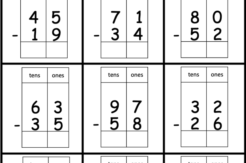 Subtraction Regrouping Free Printable Worksheets