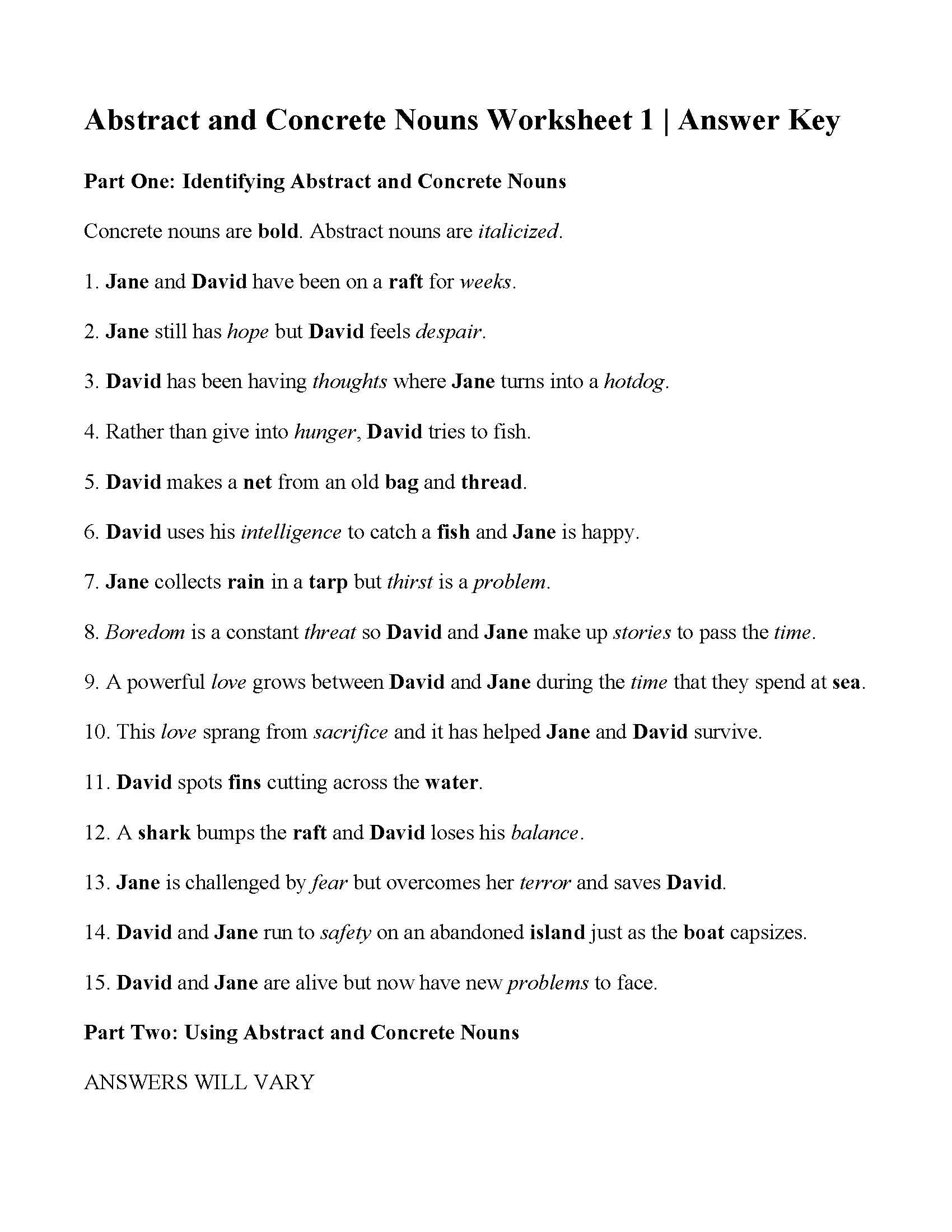 Free Abstract And Concrete Nouns Worksheet Download Free Abstract And Concrete Nouns Worksheet Png Images Free Worksheets On Clipart Library