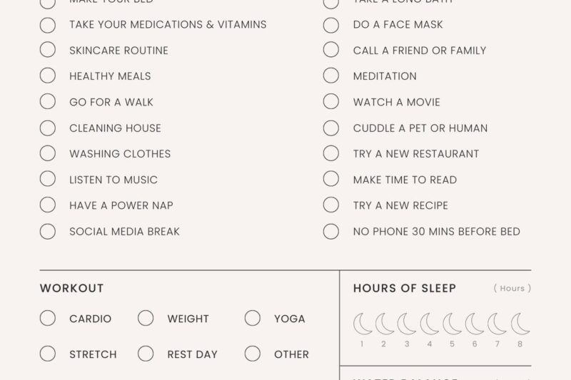 Free Printable Self-Care Worksheets
