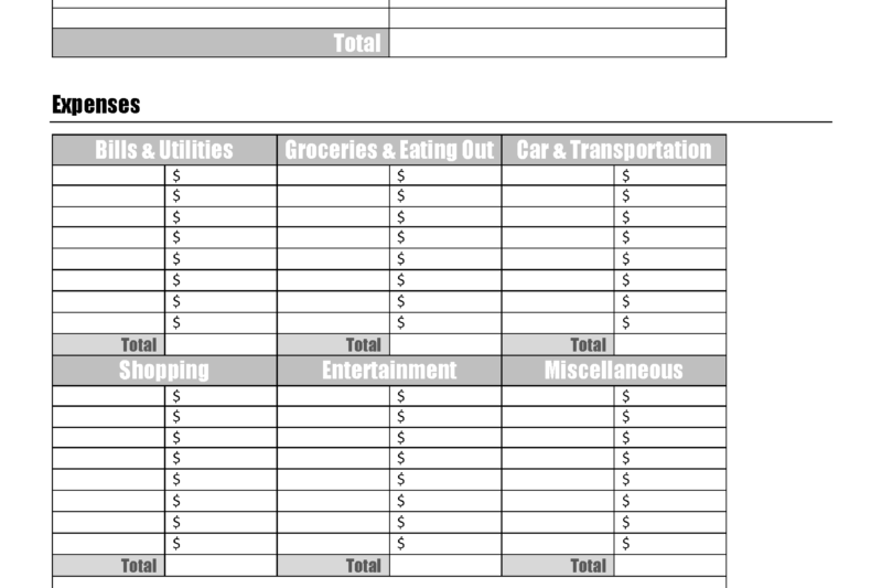 Free Printable Weekly Budget Worksheet Pdf