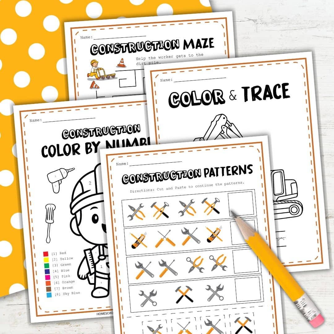 Preschool Construction Theme Printables