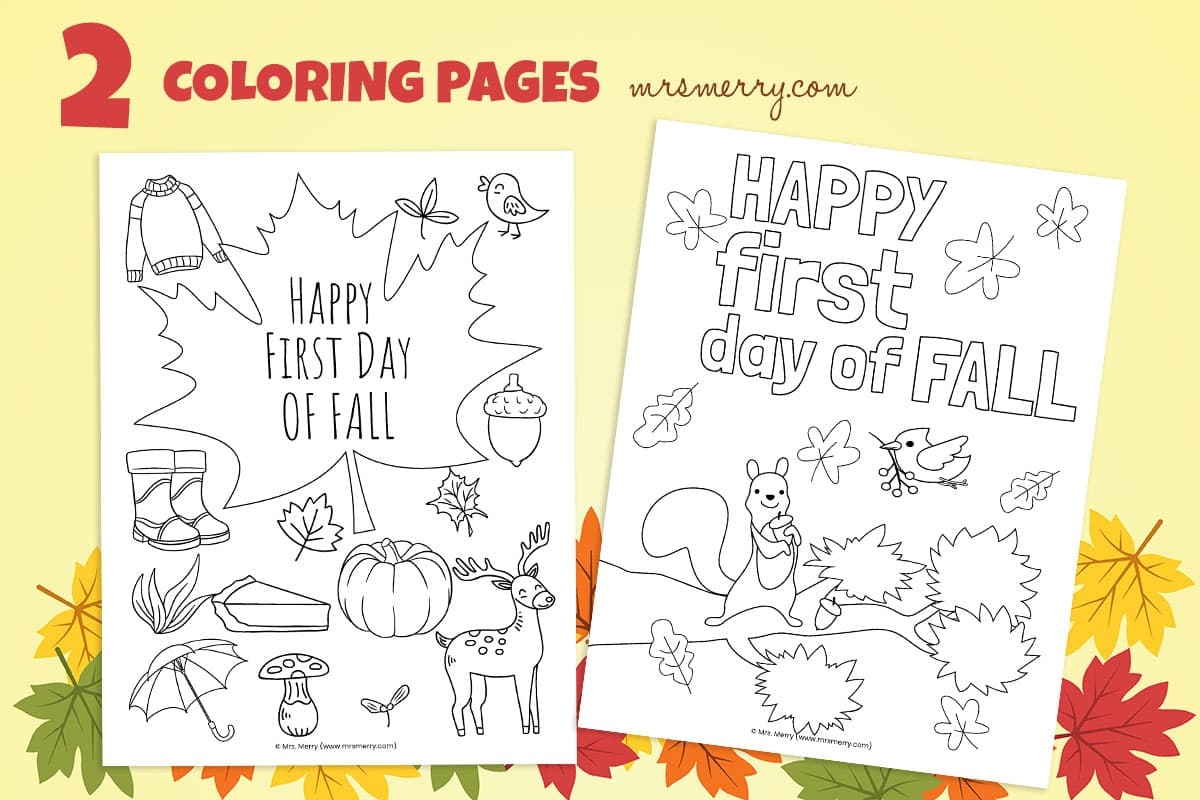 Free First Day Of Fall Coloring Pages Printable Mrs Merry