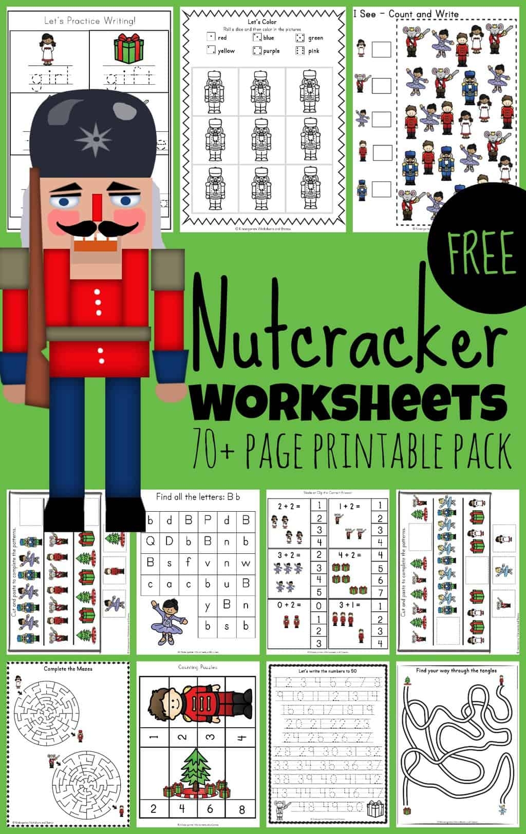 FREE FREE Printable Christmas Nutcracker Worksheets For December